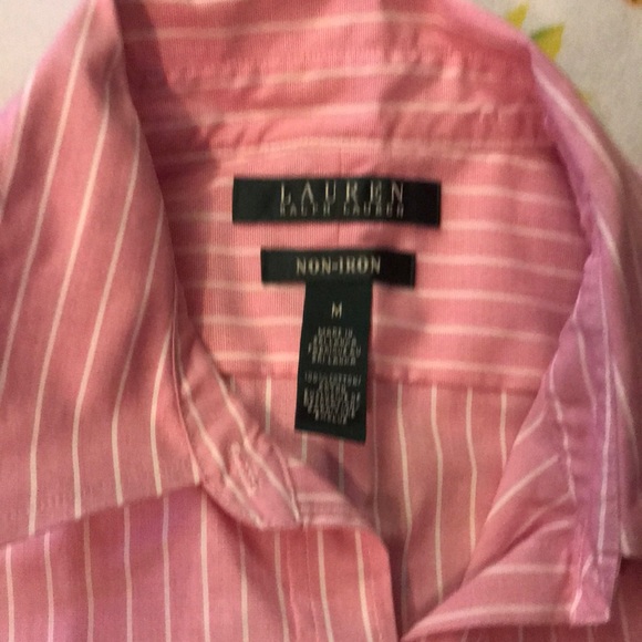 Pink and white vertical striped button down - Picture 2 of 3